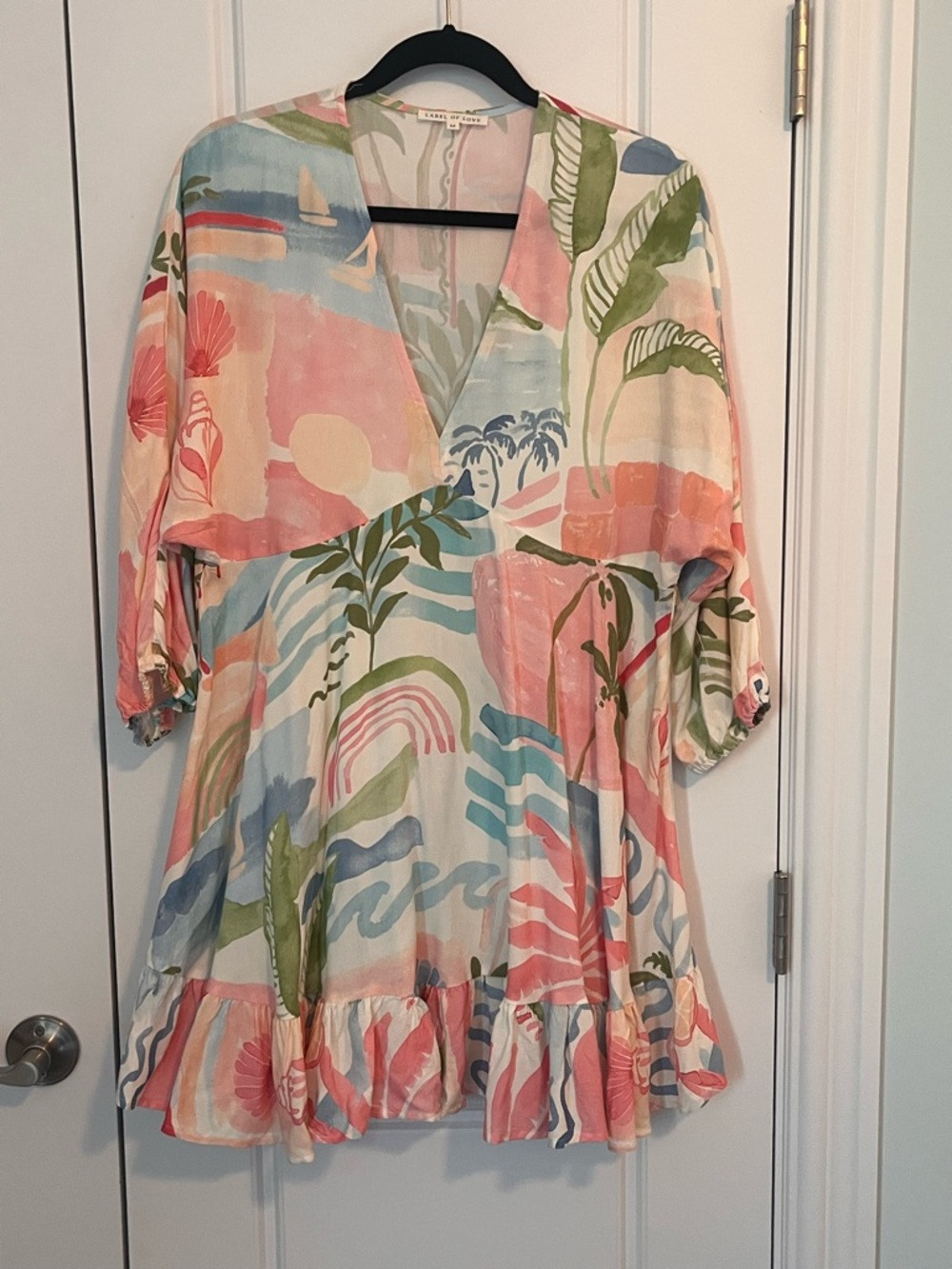 Zara Women’s Pastel Tropical Print Swim Coverup - Pink Multi